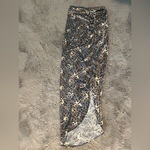 Leopard Print Satin Skirt-Polyester